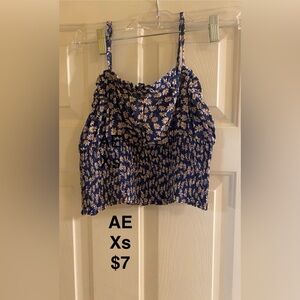 American Eagle Outfitters Navy Floral Crop Top